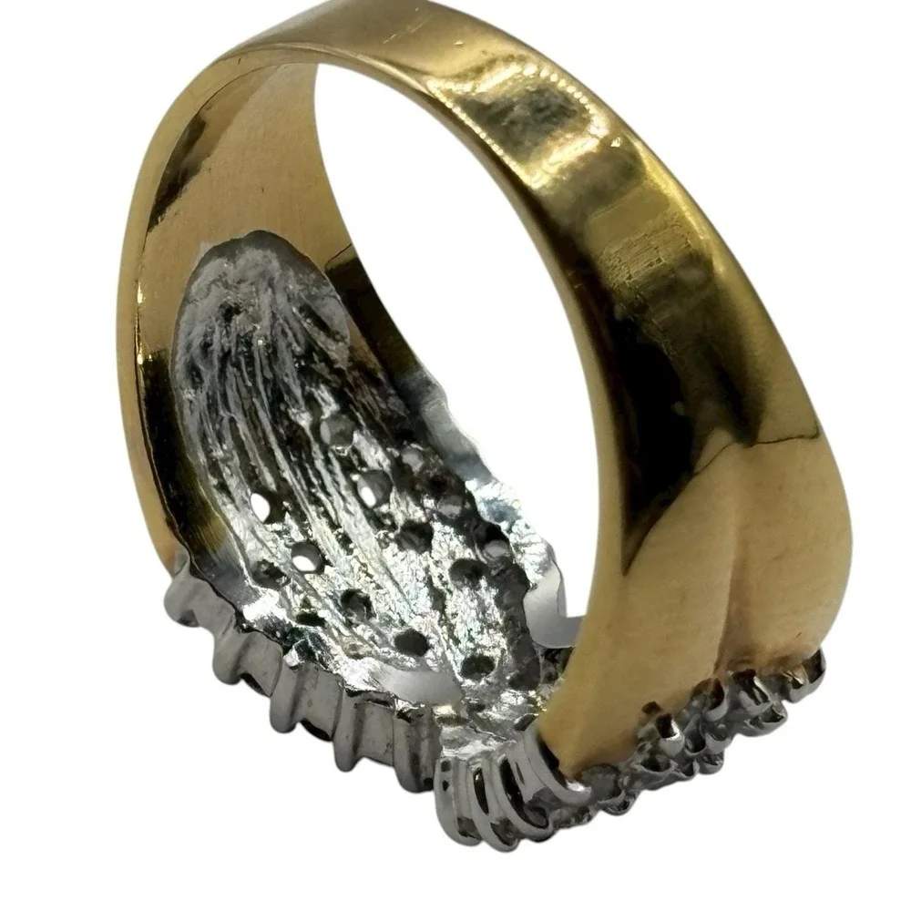 Clear CZ Sparkly Ring Shiny Twist Gold‎ Tone Vintage Band Cluster Size 9.75 Glam